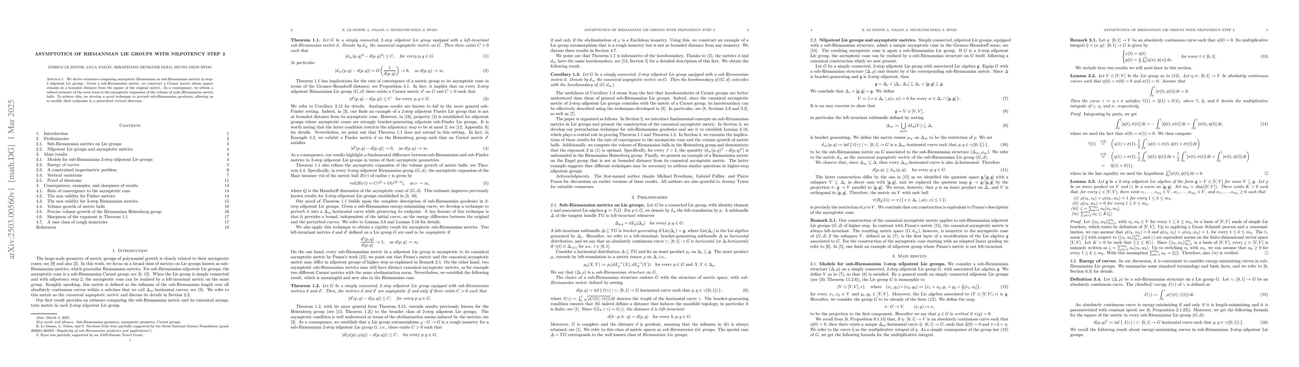 Thumbnail for Asymptotics of Riemannian Lie groups with nilpotency step 2