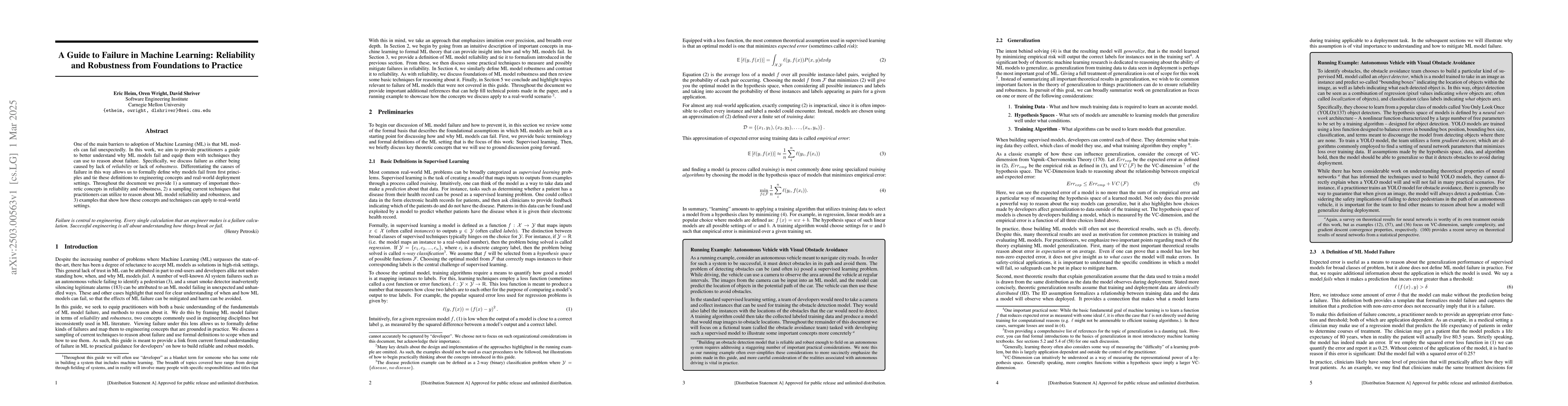 Thumbnail for A Guide to Failure in Machine Learning: Reliability and Robustness from
  Foundations to Practice