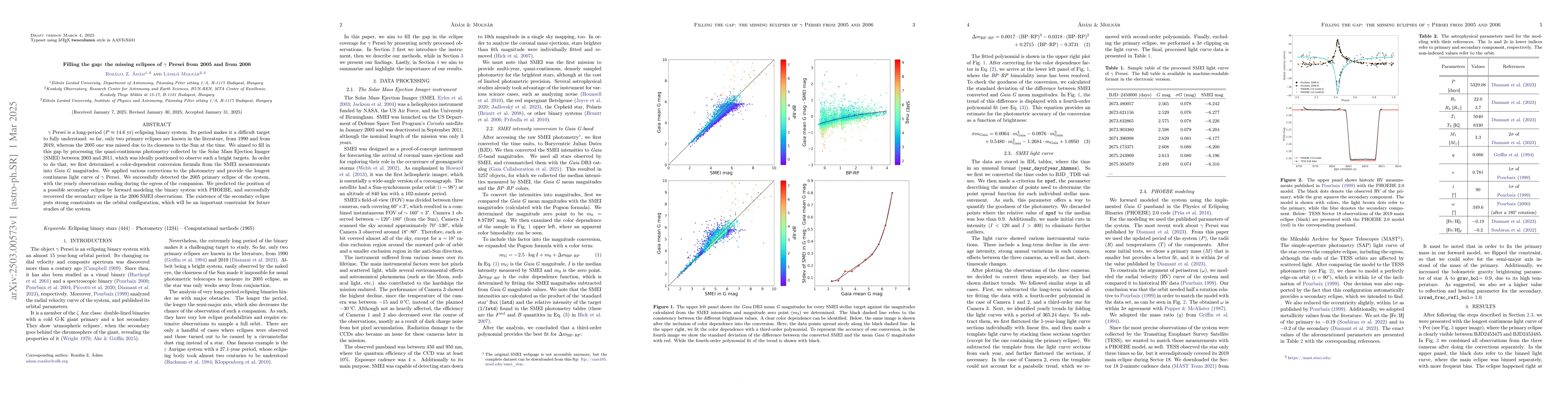 Thumbnail for Filling the gap: the missing eclipses of $γ$ Persei from 2005 and
  from 2006