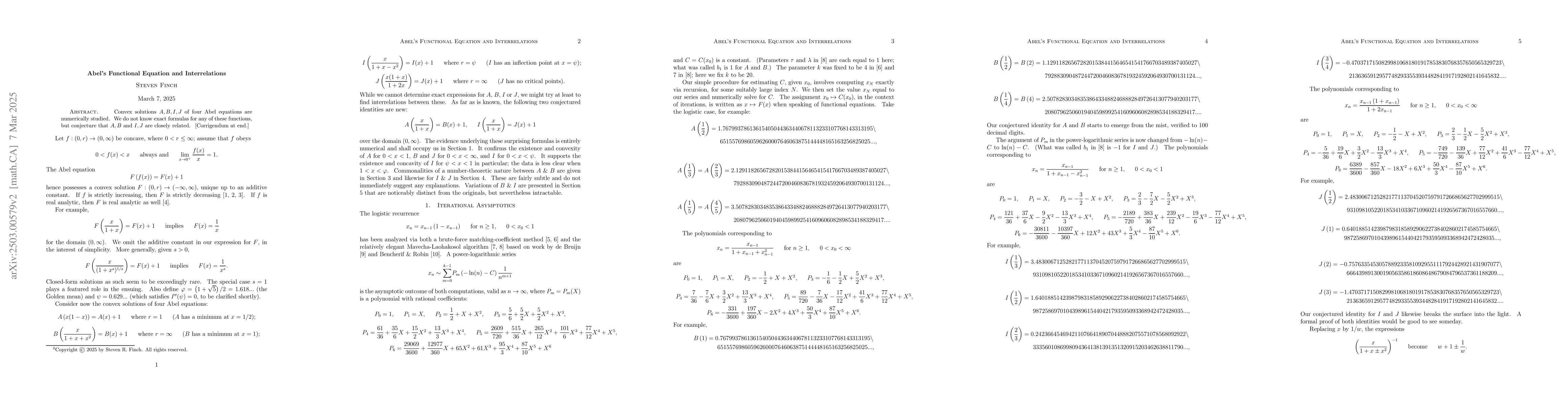 Thumbnail for Abel's Functional Equation and Interrelations