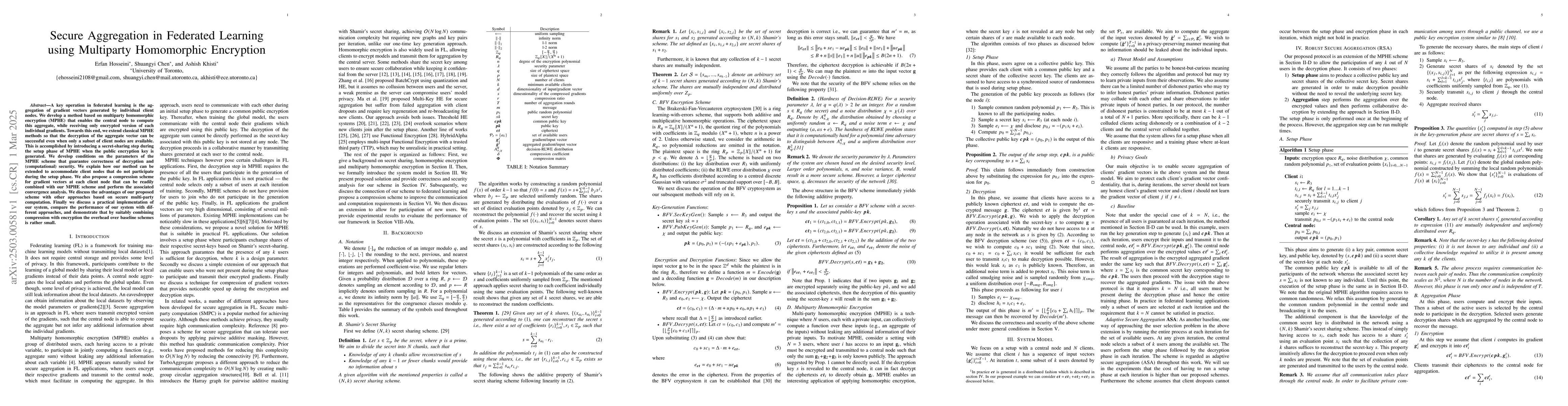 Thumbnail for Secure Aggregation in Federated Learning using Multiparty Homomorphic
  Encryption