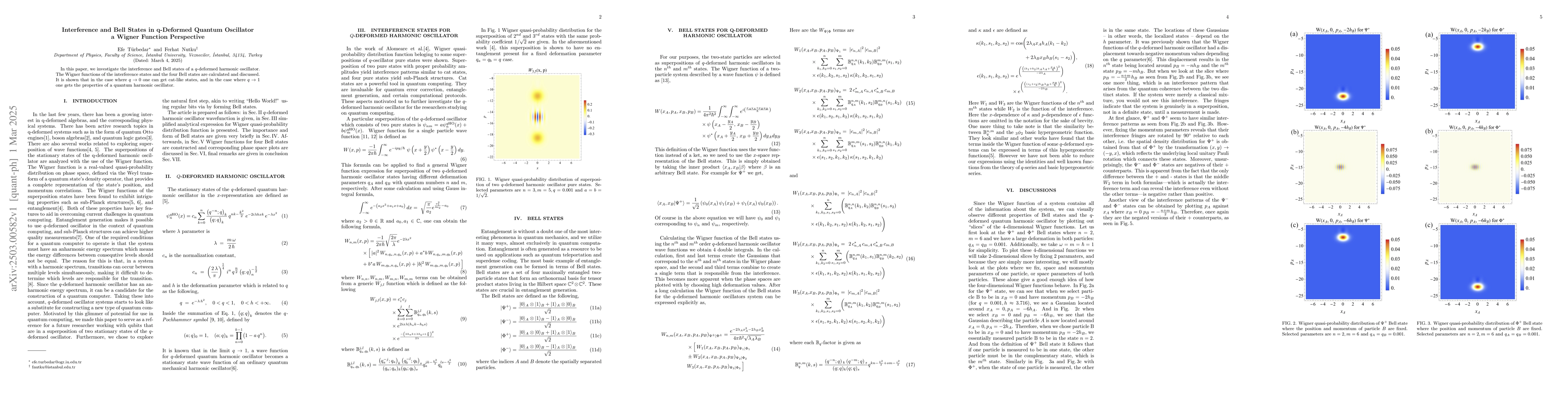 Thumbnail for Interference and Bell States in q-deformed Quantum Oscillator a Wigner
  Function Perspective