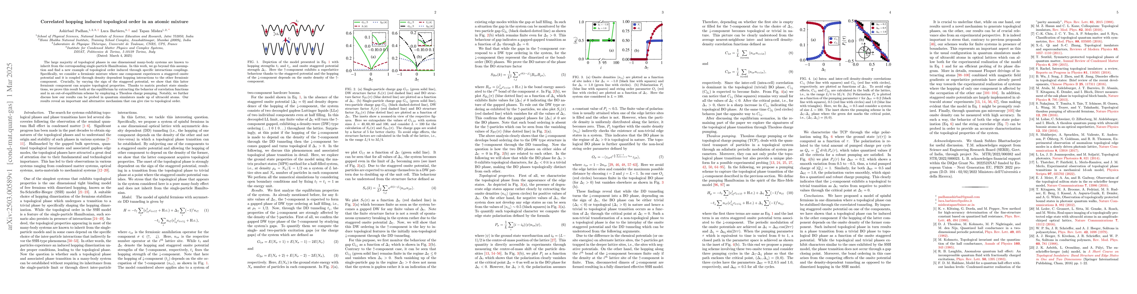 Thumbnail for Correlated hopping induced topological order in an atomic mixture