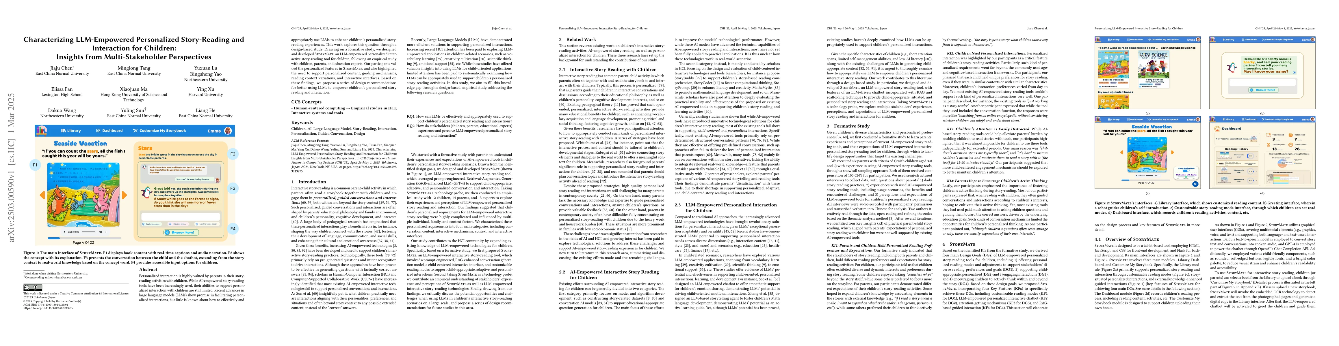 Thumbnail for Characterizing LLM-Empowered Personalized Story-Reading and Interaction
  for Children: Insights from Multi-Stakeholder Perspectives