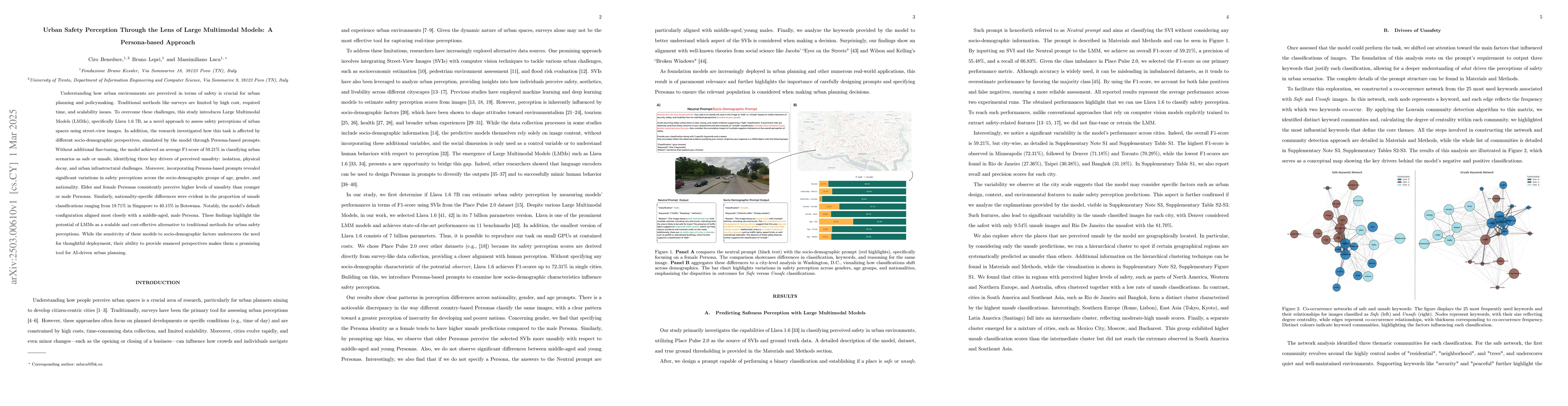 Thumbnail for Urban Safety Perception Through the Lens of Large Multimodal Models: A
  Persona-based Approach