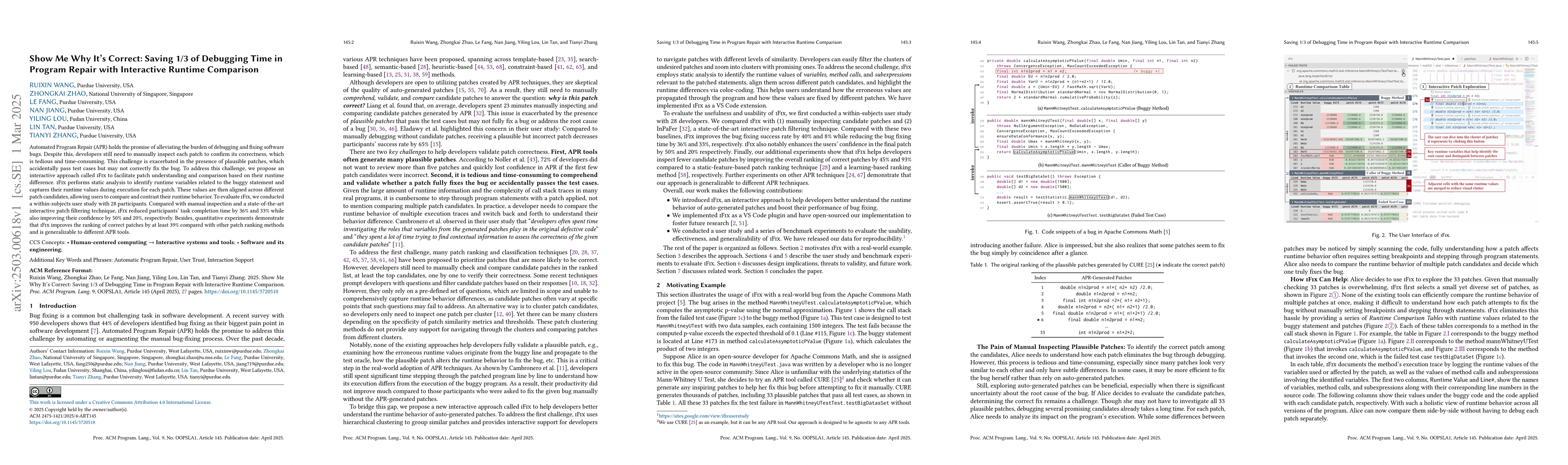 Thumbnail for Show Me Why It's Correct: Saving 1/3 of Debugging Time in Program Repair
  with Interactive Runtime Comparison