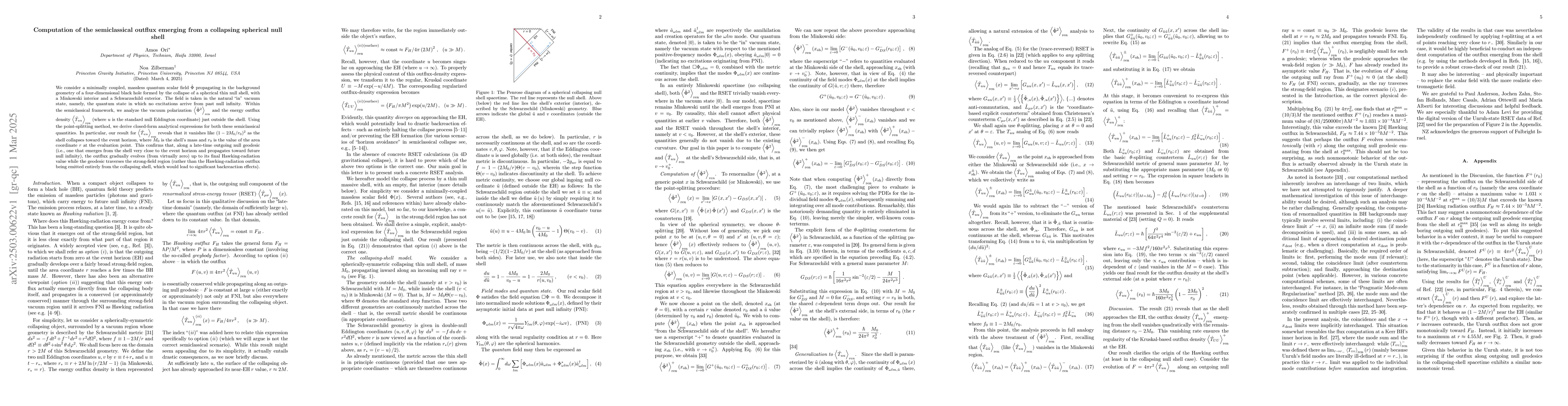 Thumbnail for Computation of the semiclassical outflux emerging from a collapsing
  spherical null shell