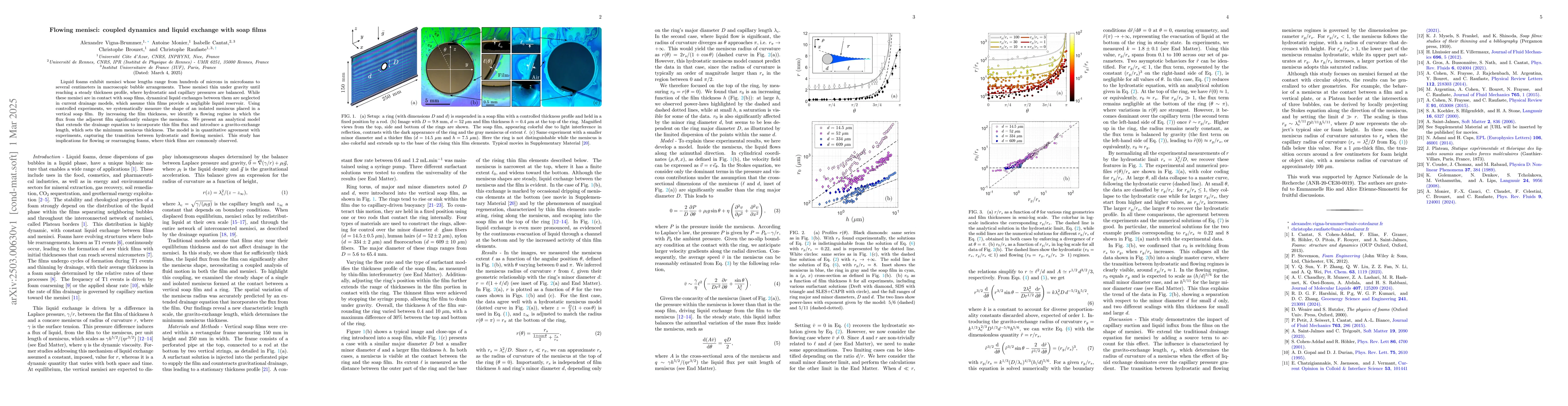 Thumbnail for Flowing menisci: coupled dynamics and liquid exchange with soap films