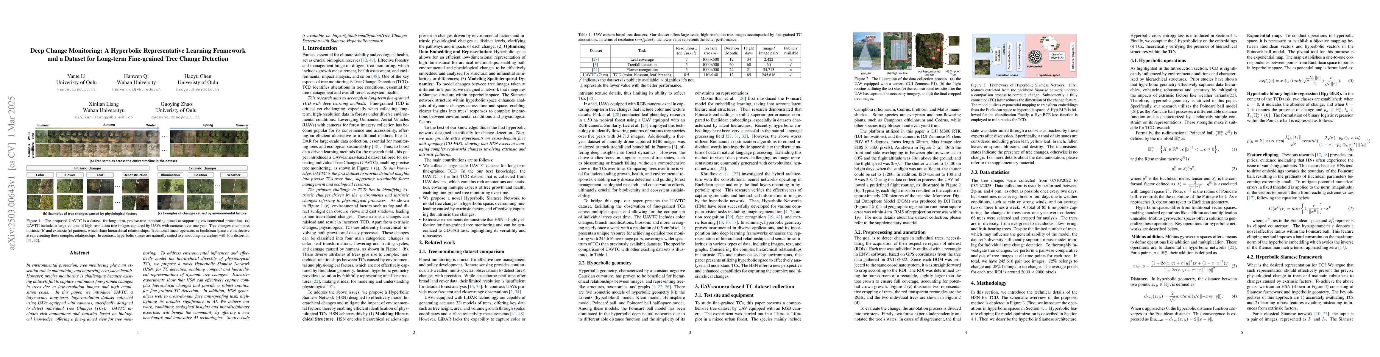 Thumbnail for Deep Change Monitoring: A Hyperbolic Representative Learning Framework
  and a Dataset for Long-term Fine-grained Tree Change Detection