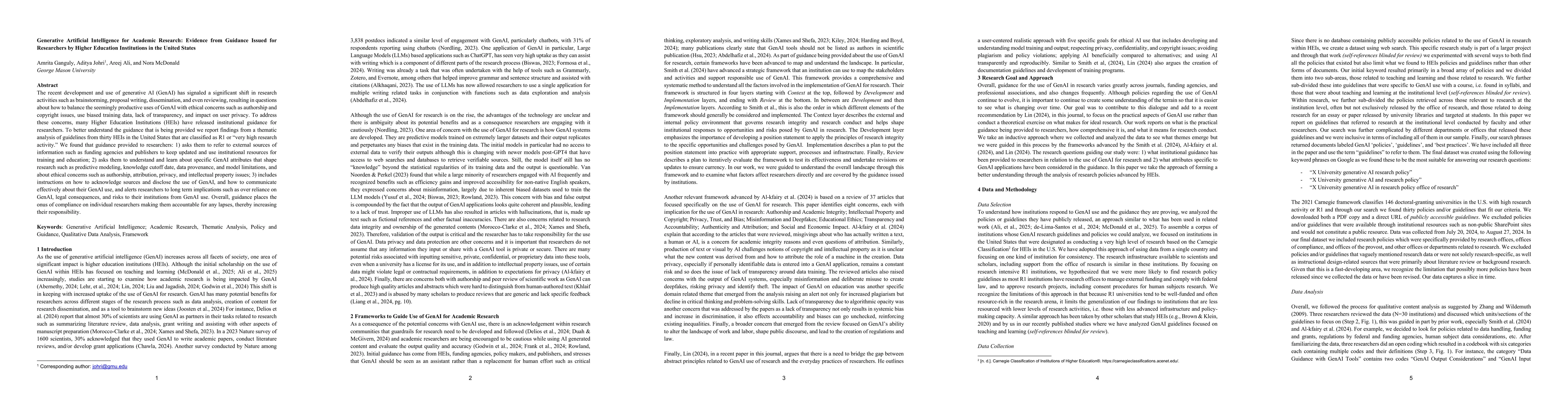 Thumbnail for Generative Artificial Intelligence for Academic Research: Evidence from
  Guidance Issued for Researchers by Higher Education Institutions in the
  United States