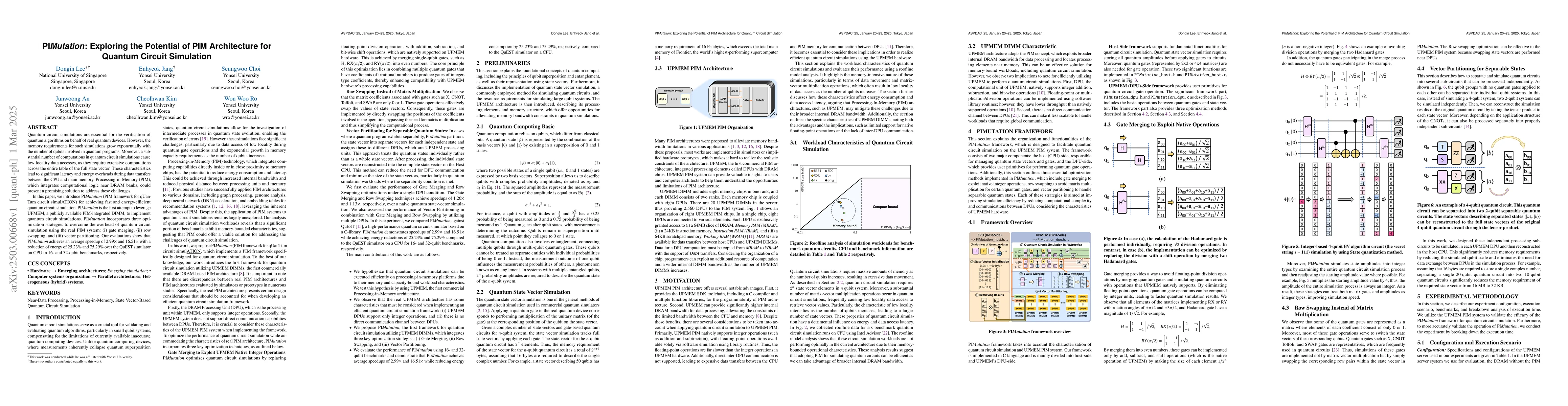 Thumbnail for PIMutation: Exploring the Potential of PIM Architecture for Quantum
  Circuit Simulation