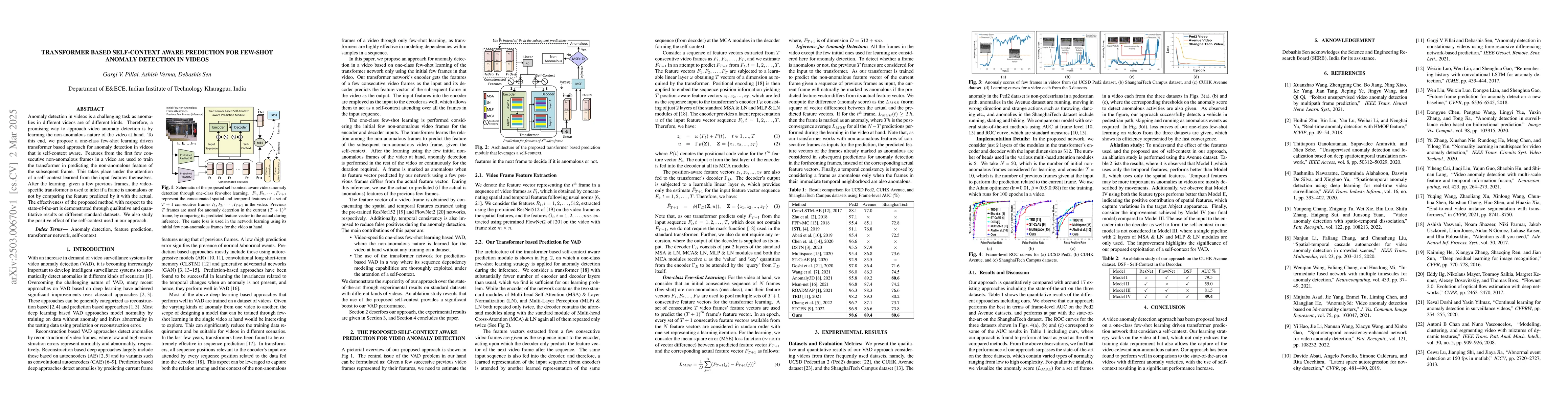 Thumbnail for Transformer Based Self-Context Aware Prediction for Few-Shot Anomaly
  Detection in Videos