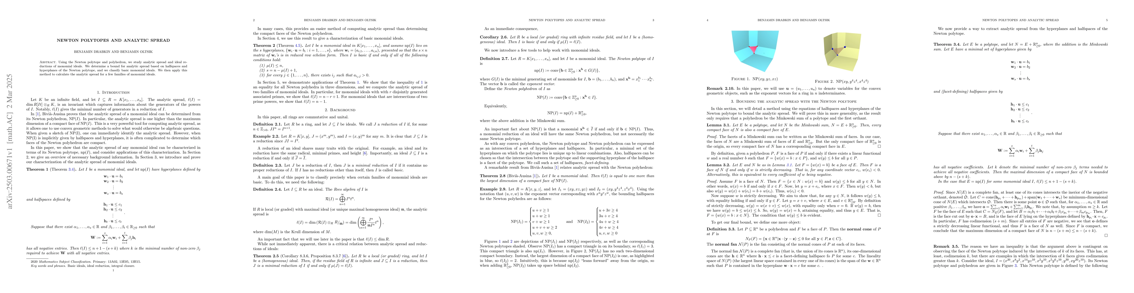 Thumbnail for Newton Polytopes and Analytic Spread