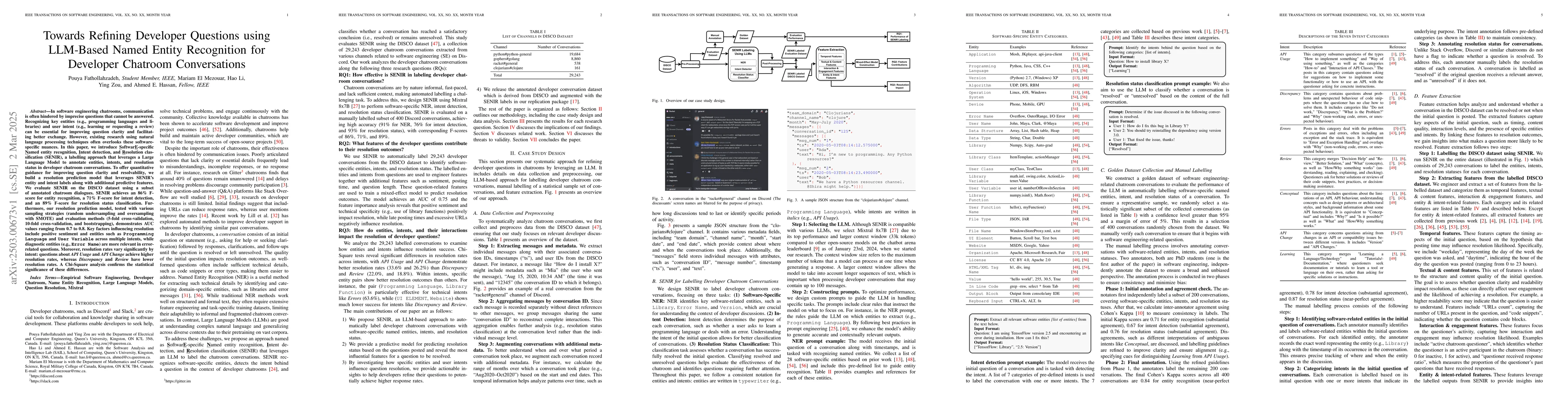 Thumbnail for Towards Refining Developer Questions using LLM-Based Named Entity
  Recognition for Developer Chatroom Conversations