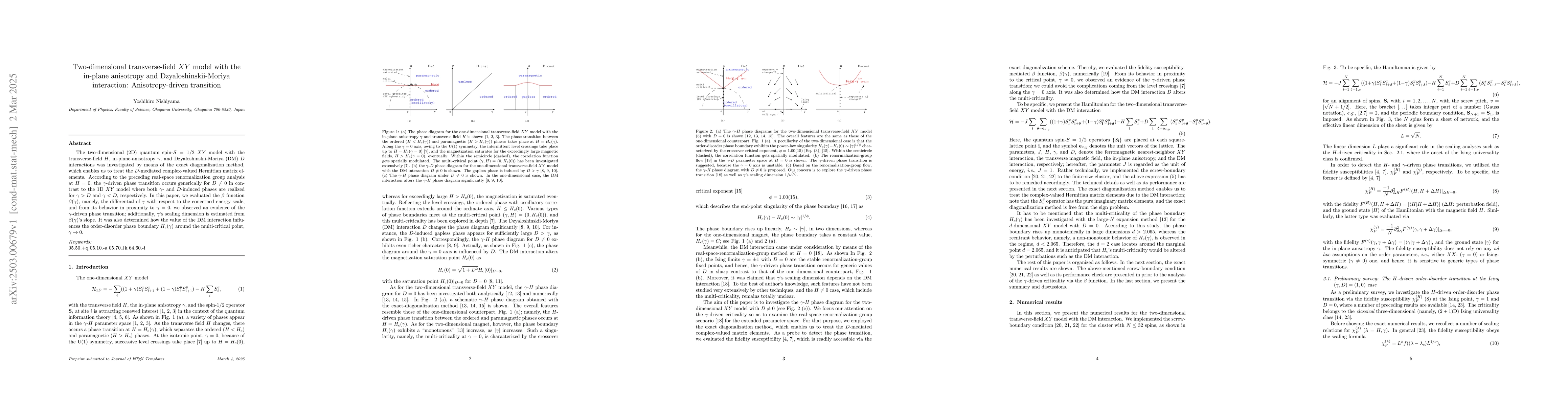 Thumbnail for Two-dimensional transverse-field $XY$ model with the in-plane anisotropy
  and Dzyaloshinskii-Moriya interaction: Anisotropy-driven transition
