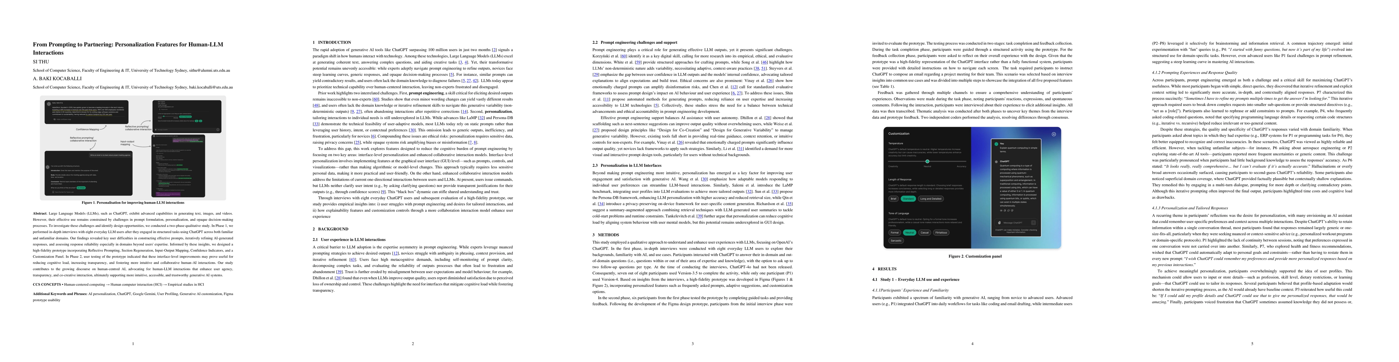 Thumbnail for From Prompting to Partnering: Personalization Features for Human-LLM
  Interactions
