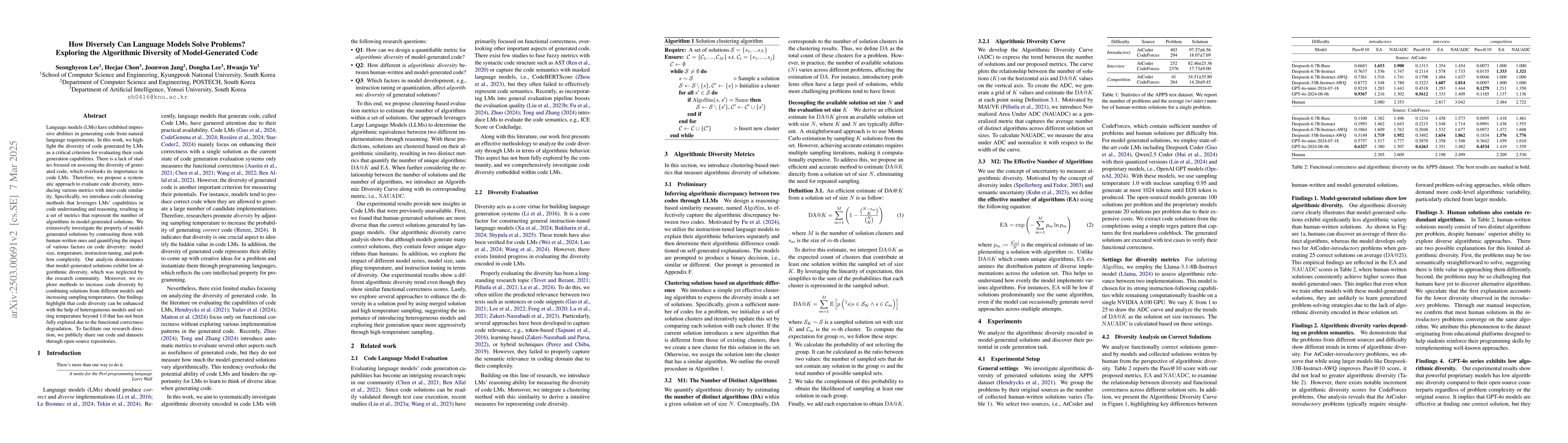 Thumbnail for How Diversely Can Language Models Solve Problems? Exploring the
  Algorithmic Diversity of Model-Generated Code