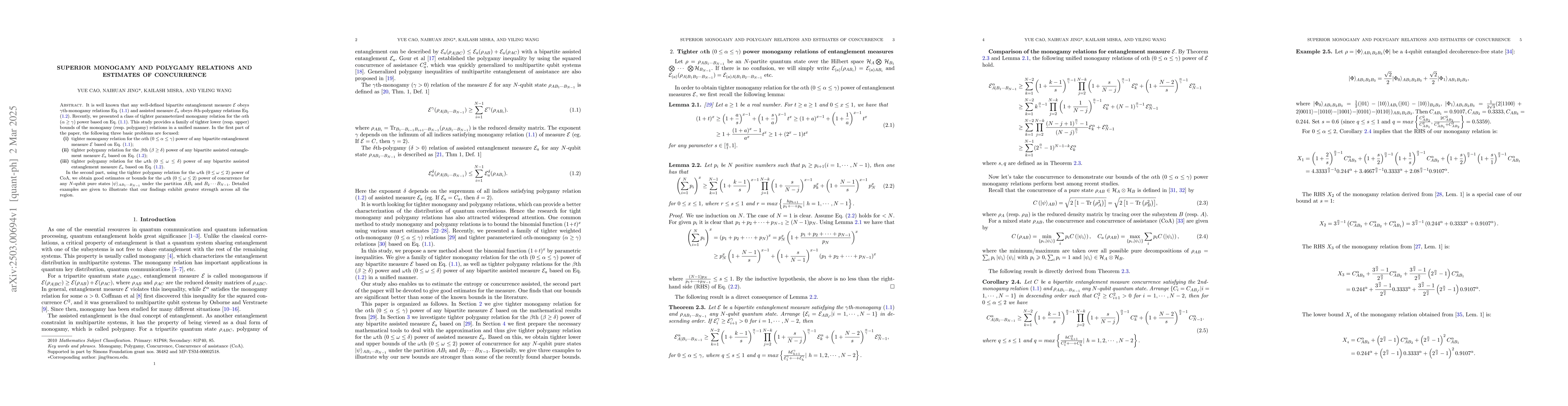 Thumbnail for Superior monogamy and polygamy relations and estimates of concurrence
