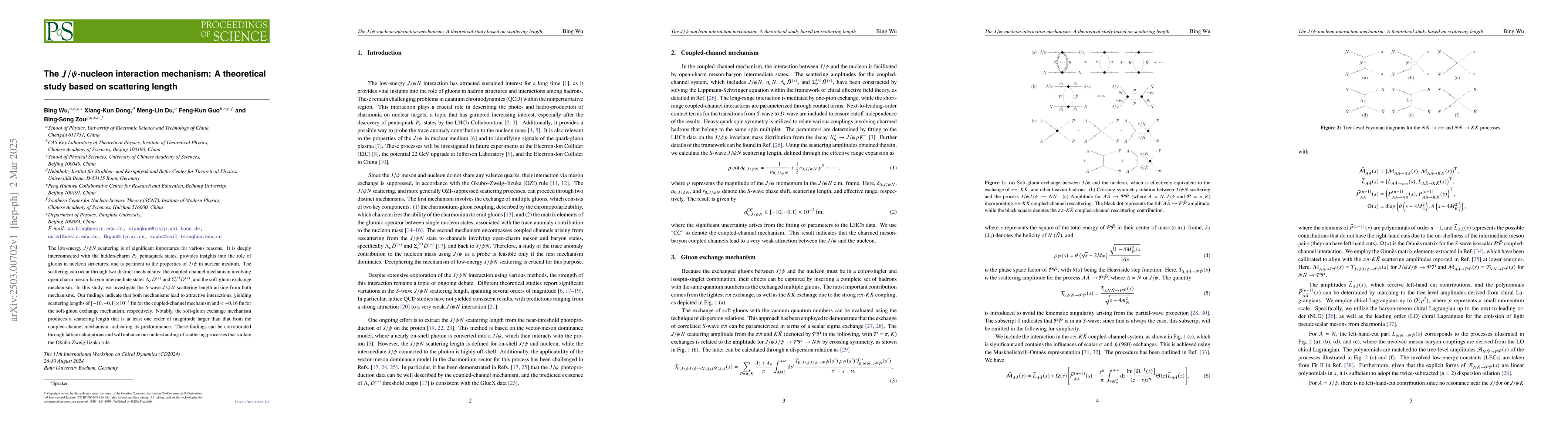Thumbnail for The $J/ψ$-nucleon interaction mechanism: A theoretical study based on
  scattering length