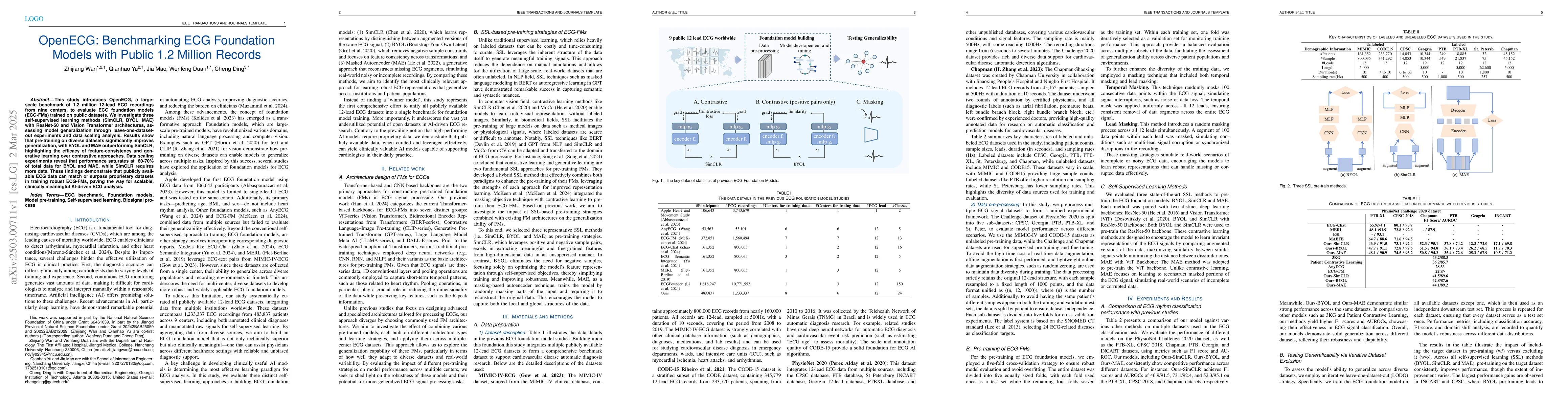 Thumbnail for OpenECG: Benchmarking ECG Foundation Models with Public 1.2 Million
  Records