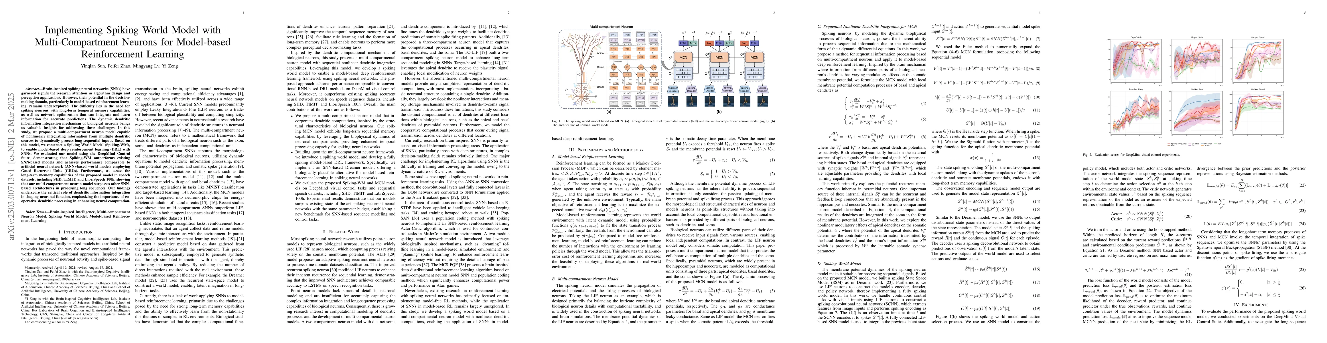 Thumbnail for Implementing Spiking World Model with Multi-Compartment Neurons for
  Model-based Reinforcement Learning
