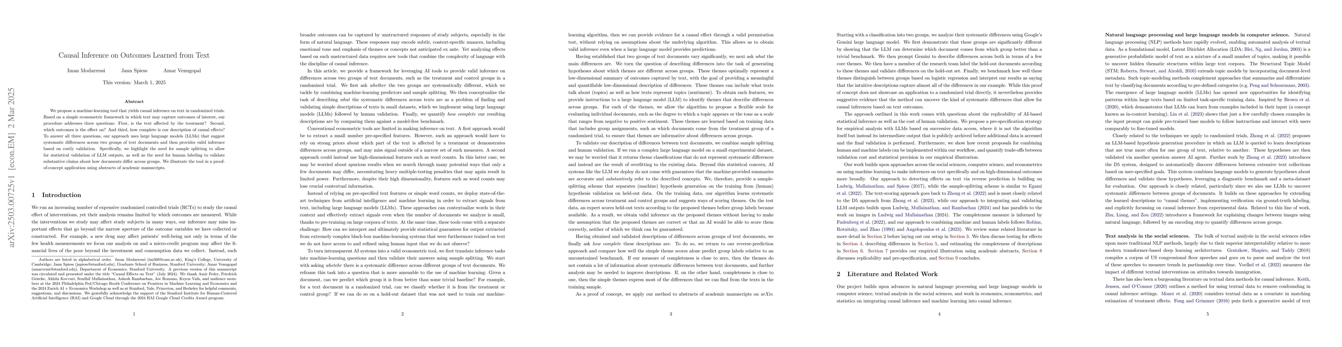 Thumbnail for Causal Inference on Outcomes Learned from Text