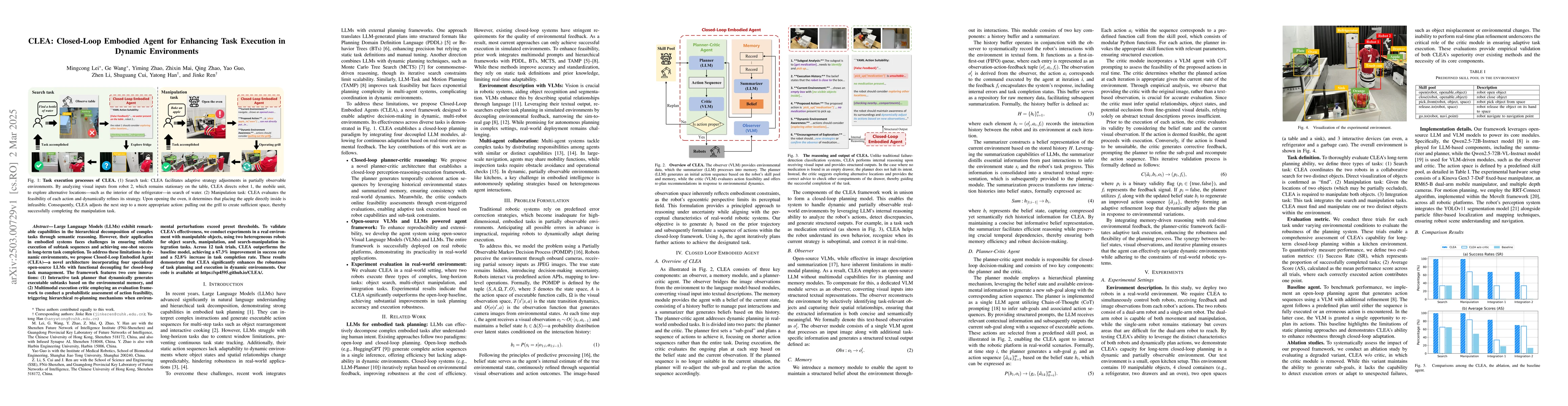 Thumbnail for CLEA: Closed-Loop Embodied Agent for Enhancing Task Execution in Dynamic
  Environments