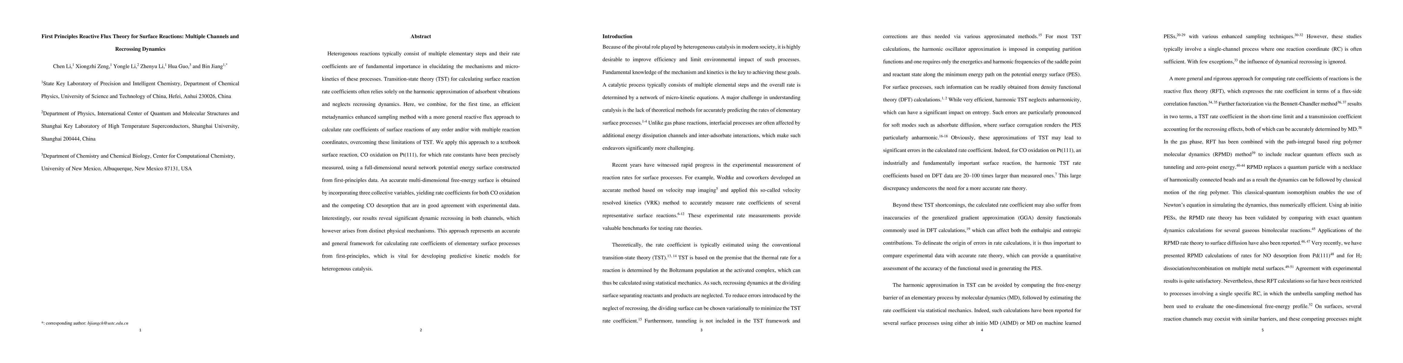 Thumbnail for First Principles Reactive Flux Theory for Surface Reactions: Multiple
  Channels and Recrossing Dynamics