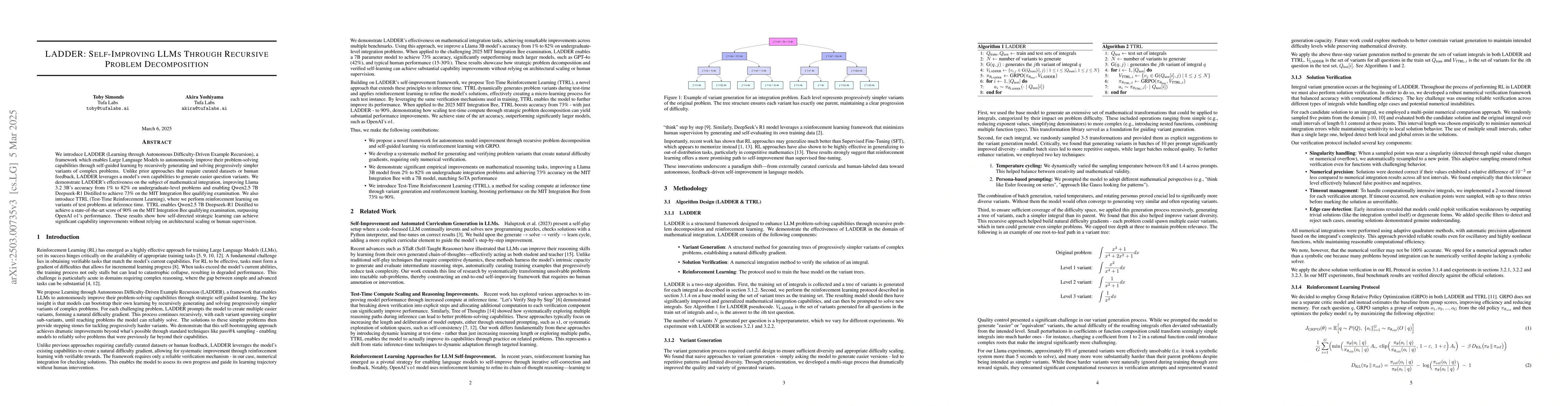 Thumbnail for LADDER: Self-Improving LLMs Through Recursive Problem Decomposition