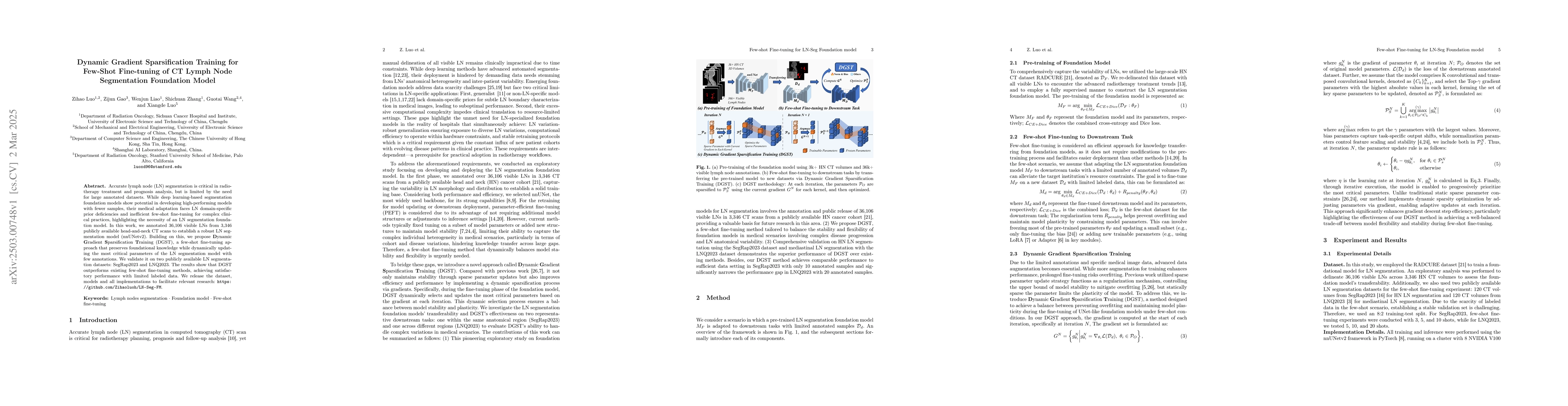 Thumbnail for Dynamic Gradient Sparsification Training for Few-Shot Fine-tuning of CT
  Lymph Node Segmentation Foundation Model