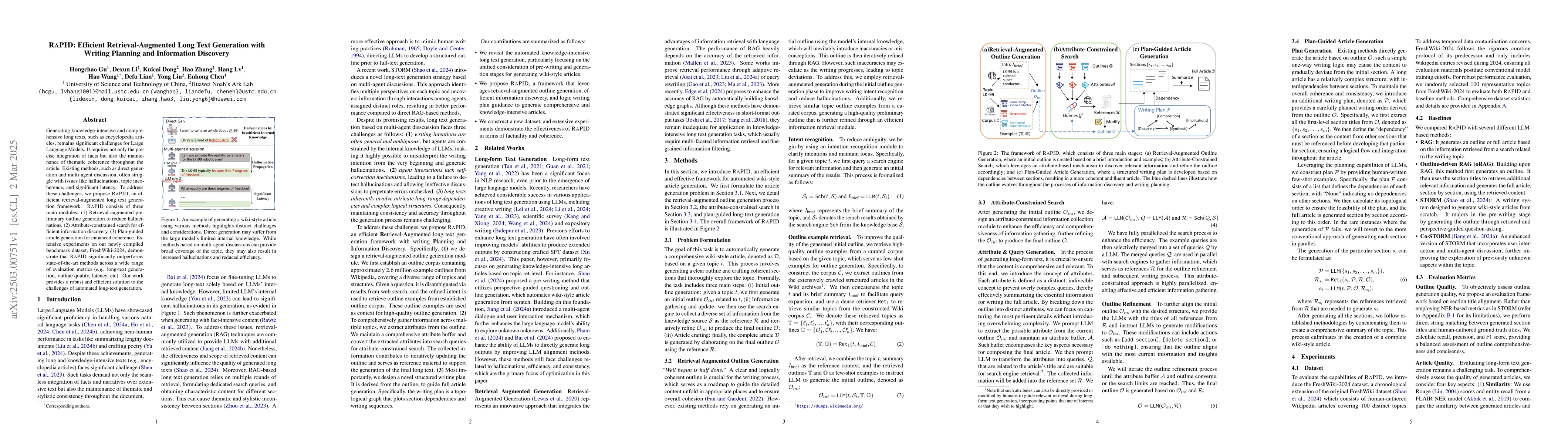 Thumbnail for RAPID: Efficient Retrieval-Augmented Long Text Generation with Writing
  Planning and Information Discovery
