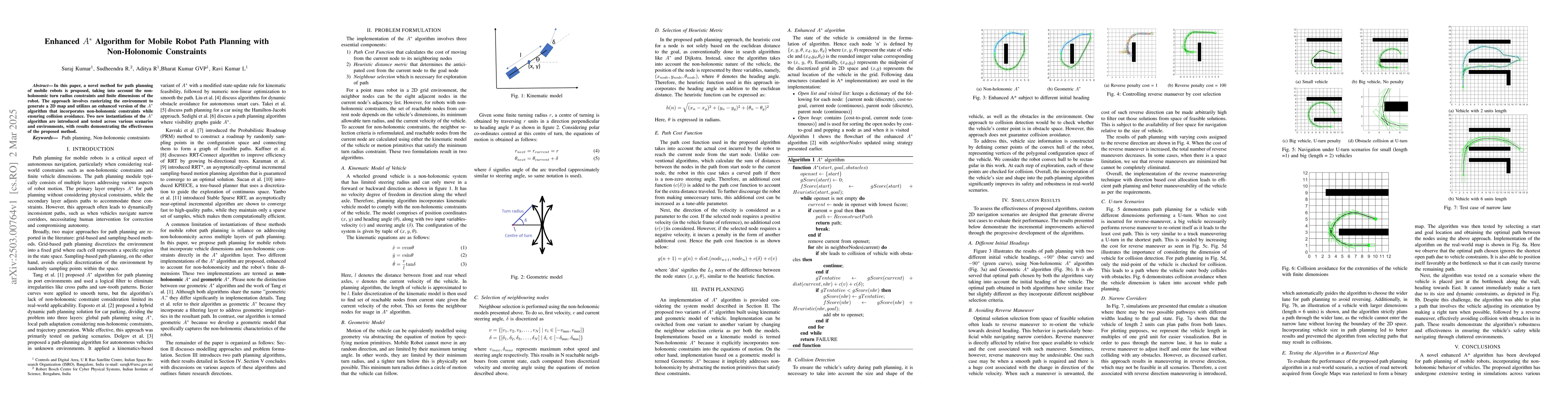 Thumbnail for Enhanced $A^{*}$ Algorithm for Mobile Robot Path Planning with
  Non-Holonomic Constraints