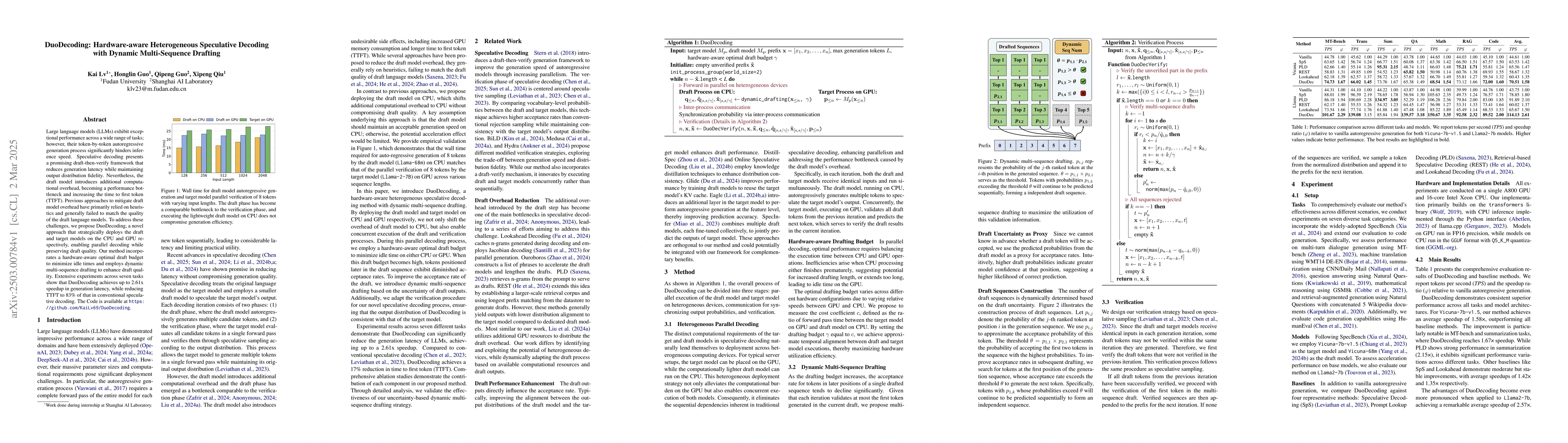 Thumbnail for DuoDecoding: Hardware-aware Heterogeneous Speculative Decoding with
  Dynamic Multi-Sequence Drafting