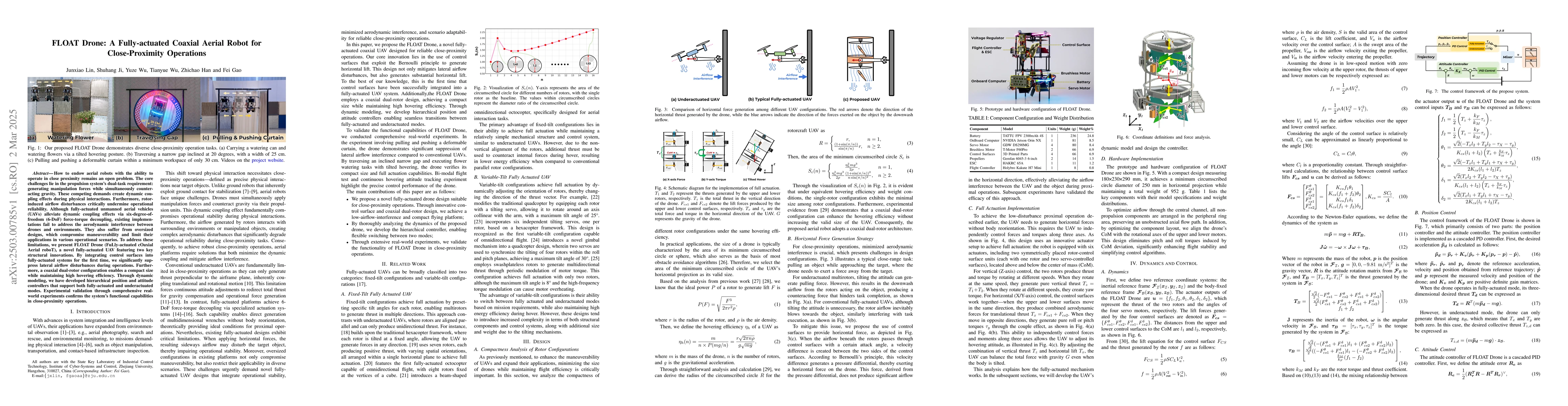 Thumbnail for FLOAT Drone: A Fully-actuated Coaxial Aerial Robot for Close-Proximity
  Operations
