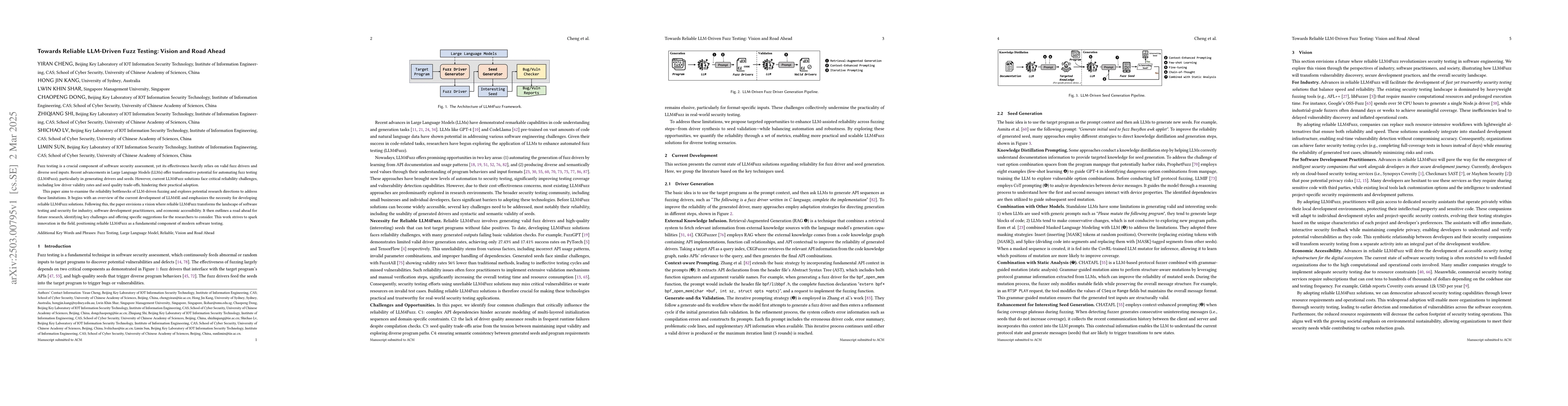 Thumbnail for Towards Reliable LLM-Driven Fuzz Testing: Vision and Road Ahead