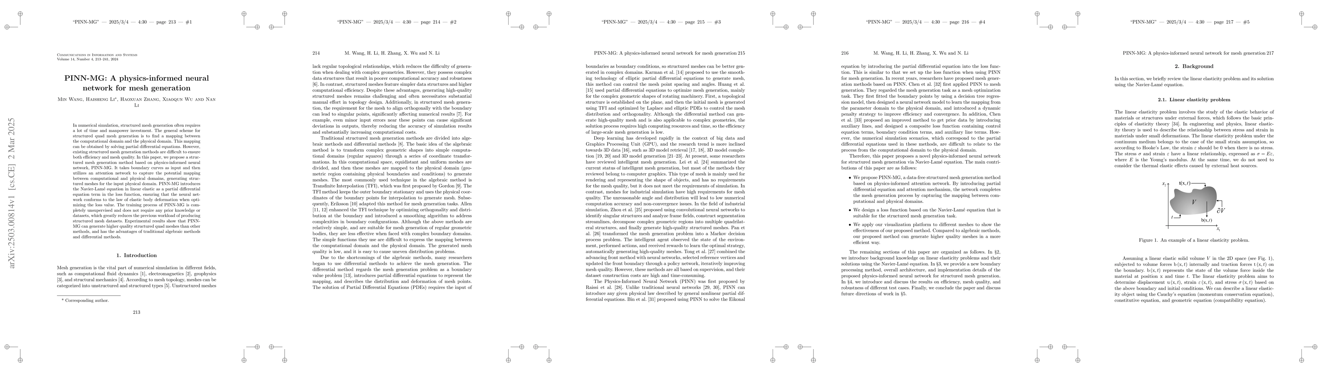 Thumbnail for PINN-MG: A physics-informed neural network for mesh generation