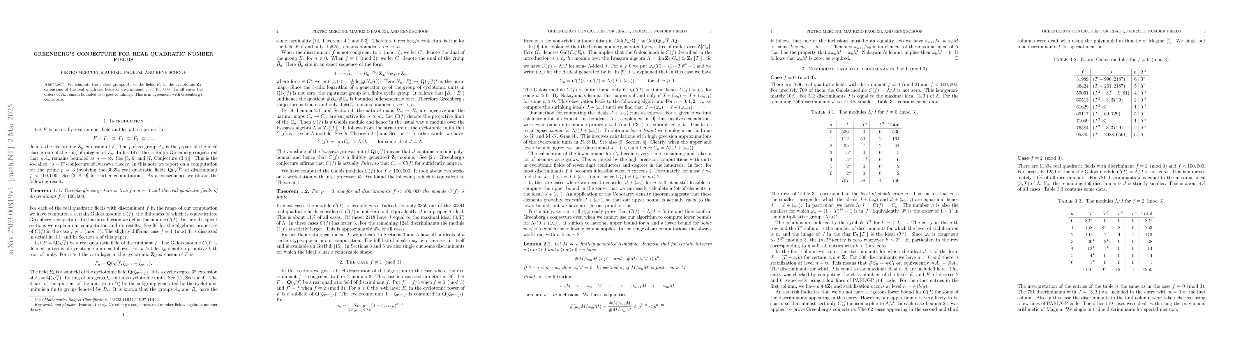 Thumbnail for Greenberg's conjecture for real quadratic number fields