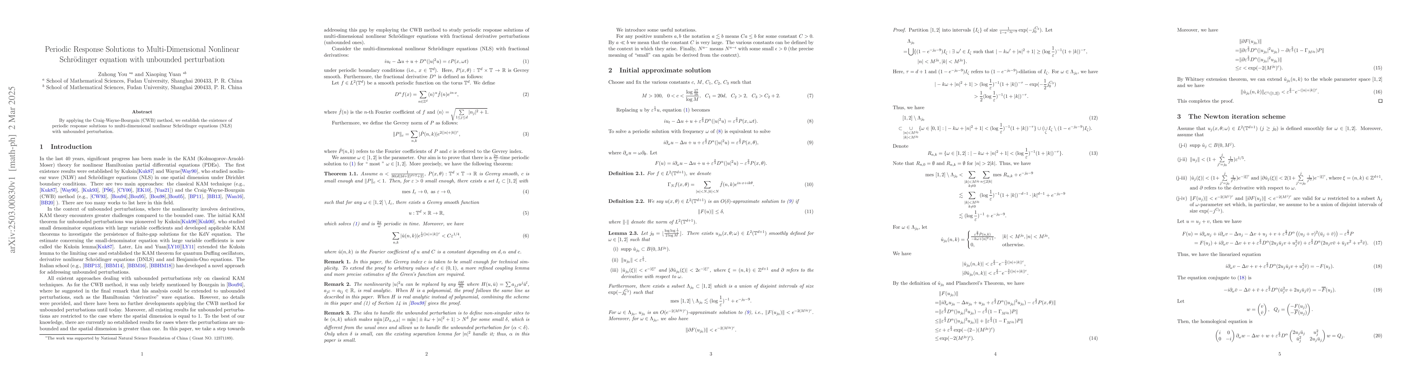 Thumbnail for Periodic Response Solutions to Multi-Dimensional Nonlinear Schrödinger
  equation with unbounded perturbation