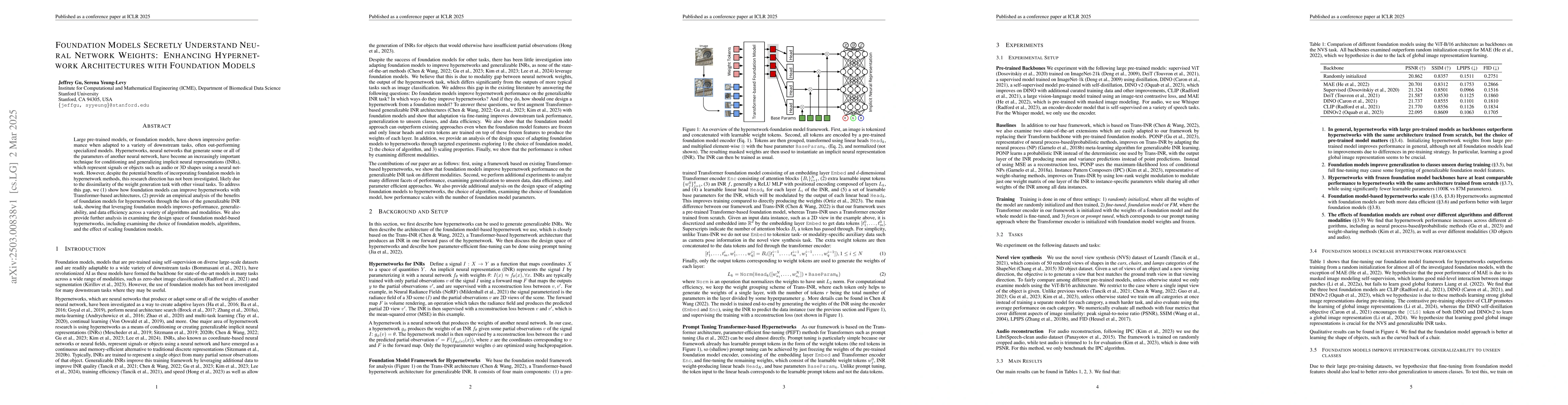 Thumbnail for Foundation Models Secretly Understand Neural Network Weights: Enhancing
  Hypernetwork Architectures with Foundation Models