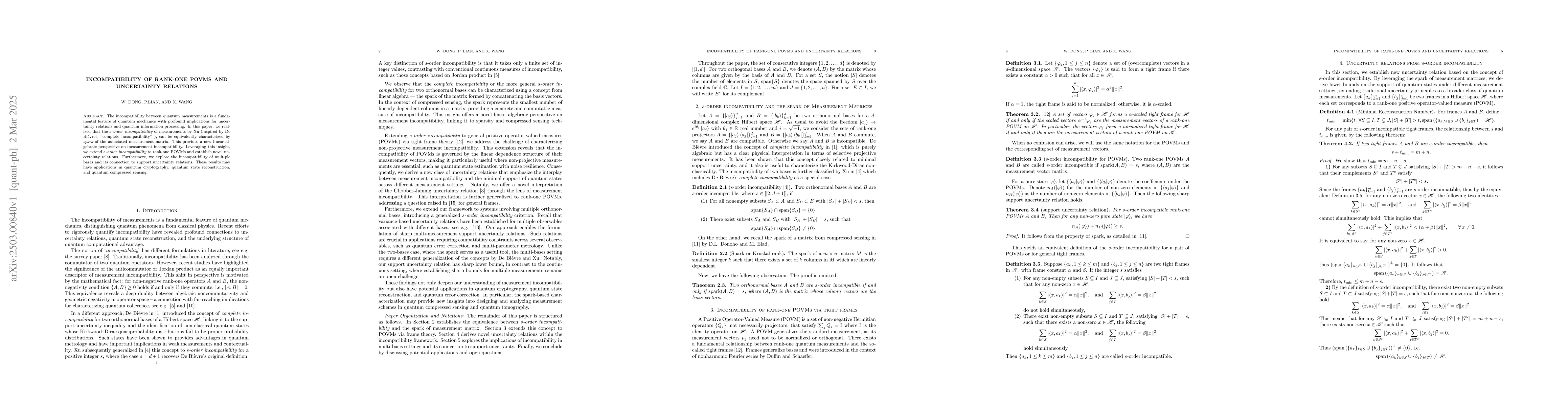 Thumbnail for Incompatibility of rank-one POVMs and uncertainty relations