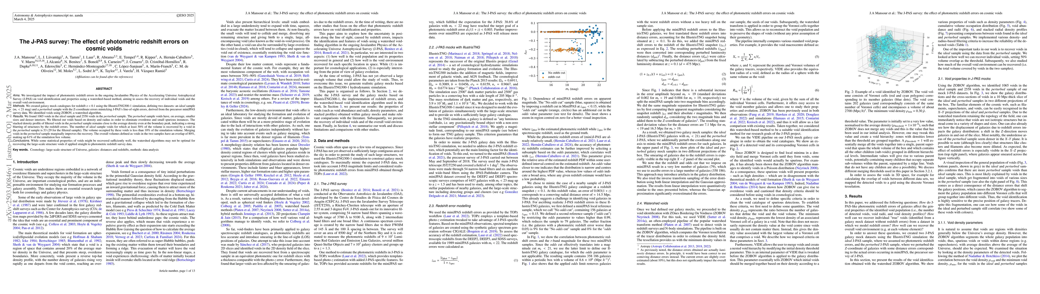 Thumbnail for The J-PAS survey: The effect of photometric redshift errors on cosmic
  voids