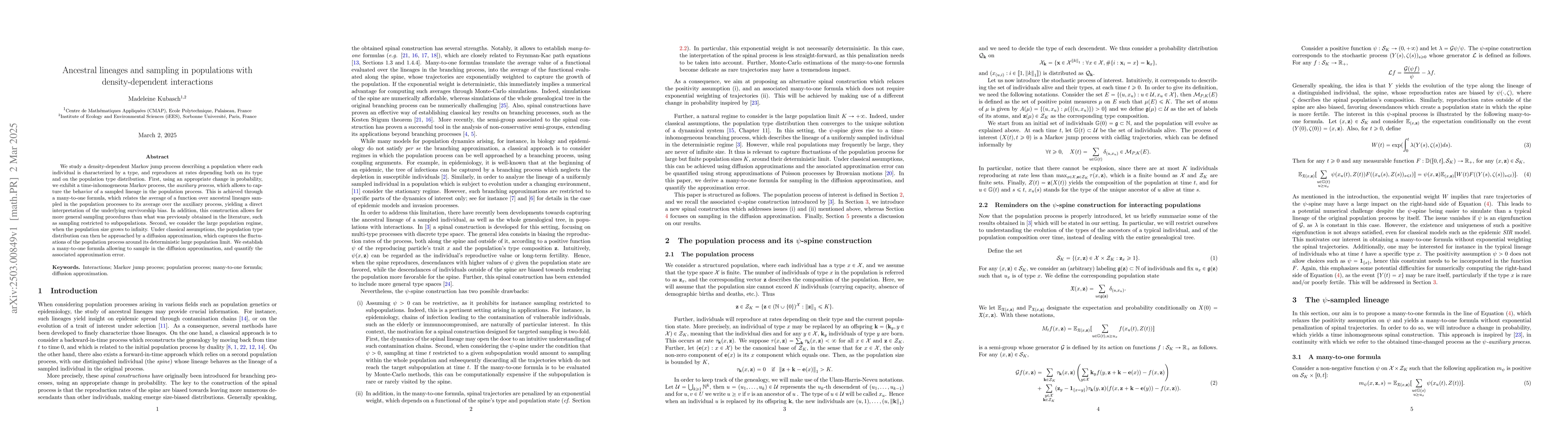 Thumbnail for Ancestral lineages and sampling in populations with density-dependent
  interactions