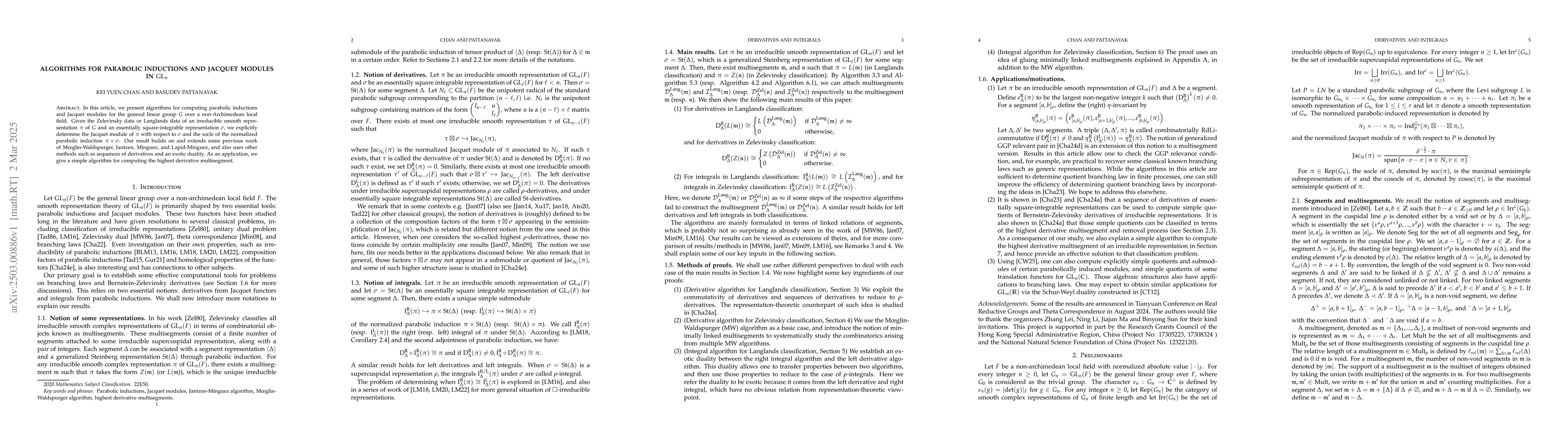 Thumbnail for Algorithms for parabolic inductions and Jacquet modules in
  $\mathrm{GL}_n$