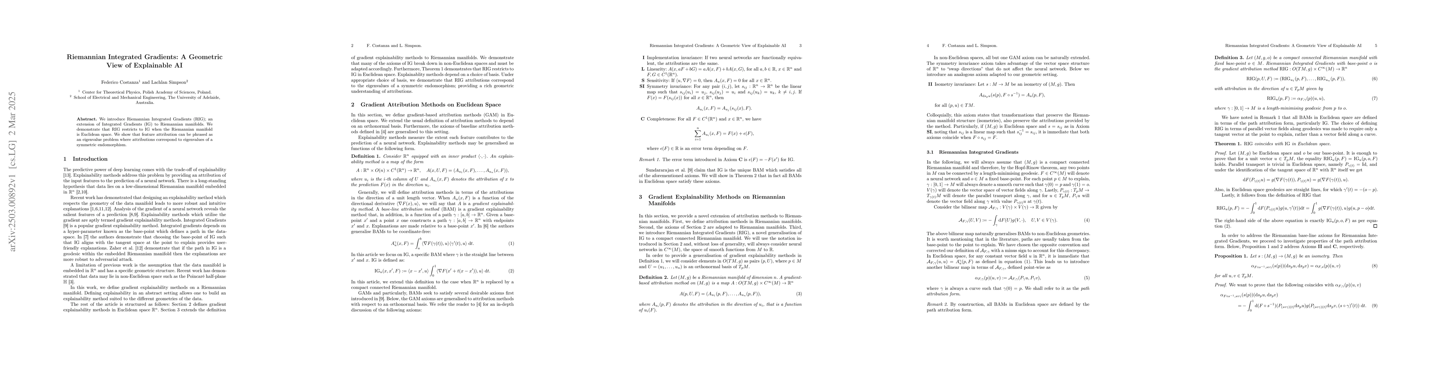 Thumbnail for Riemannian Integrated Gradients: A Geometric View of Explainable AI