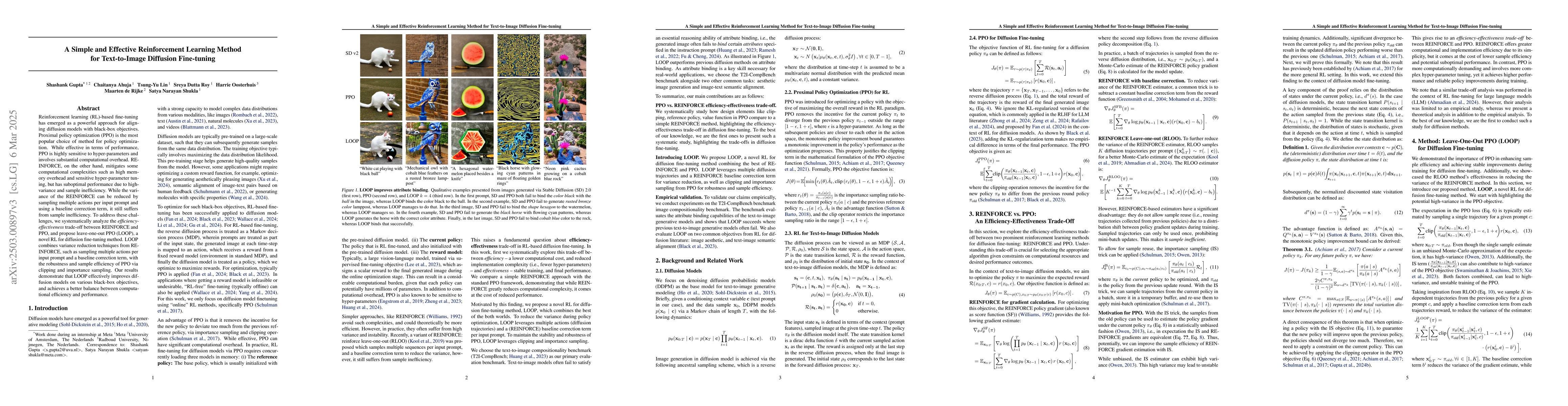 Thumbnail for A Simple and Effective Reinforcement Learning Method for Text-to-Image
  Diffusion Fine-tuning