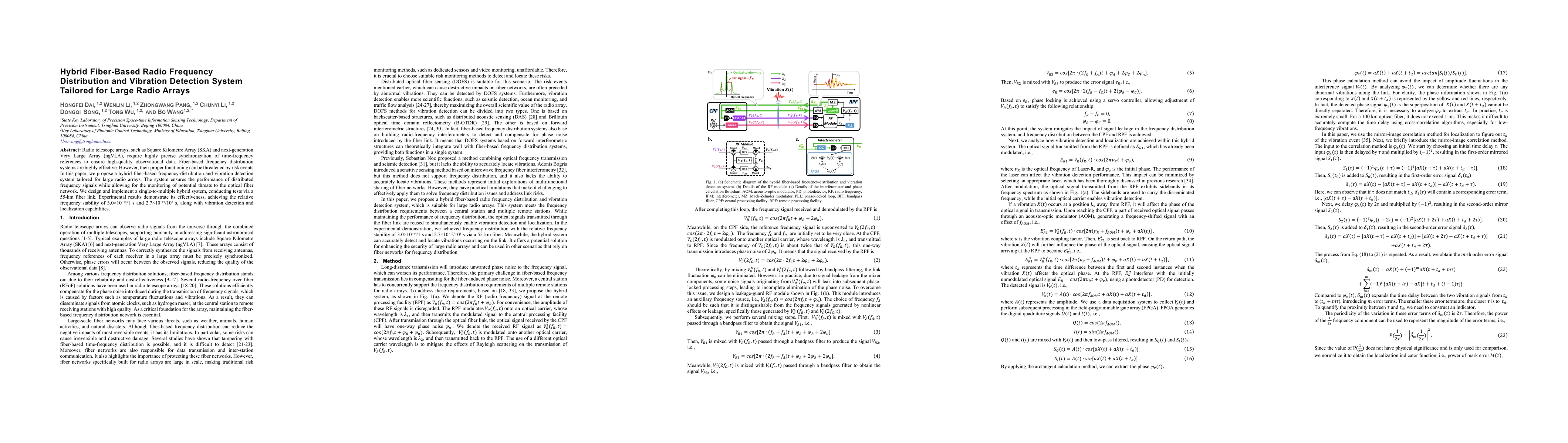 Thumbnail for Hybrid Fiber-Based Radio Frequency Distribution and Vibration Detection
  System Tailored for Large Radio Arrays