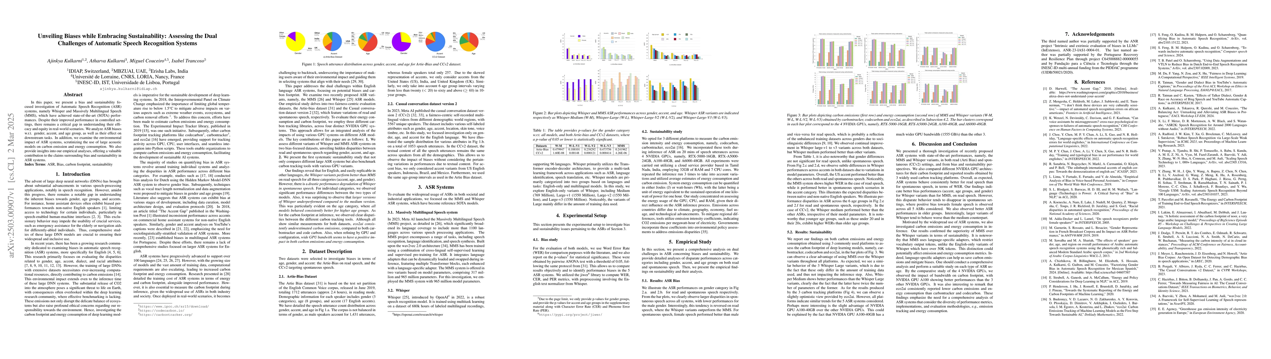 Thumbnail for Unveiling Biases while Embracing Sustainability: Assessing the Dual
  Challenges of Automatic Speech Recognition Systems