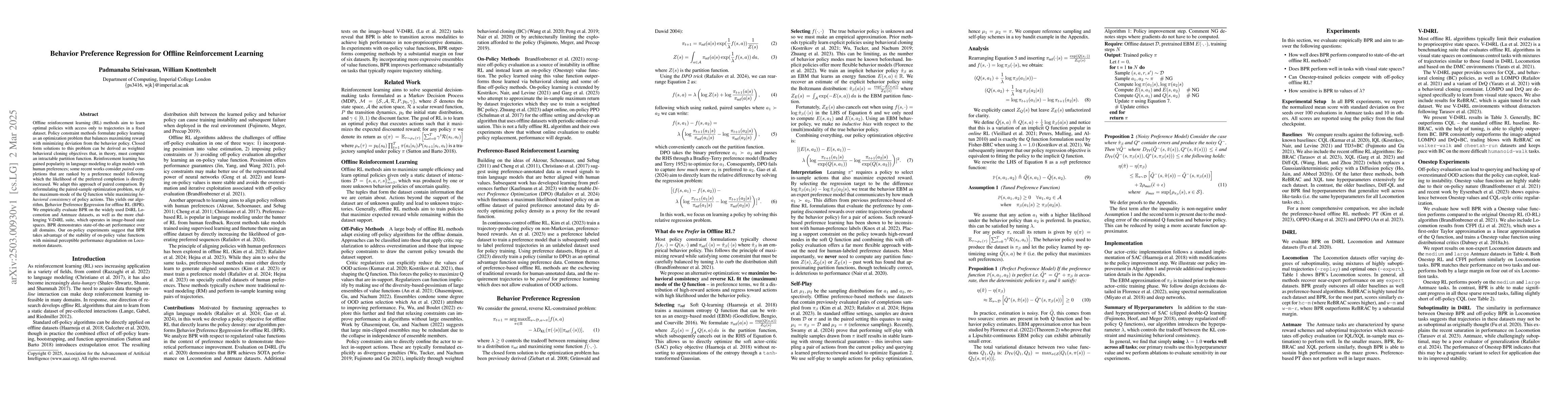Thumbnail for Behavior Preference Regression for Offline Reinforcement Learning