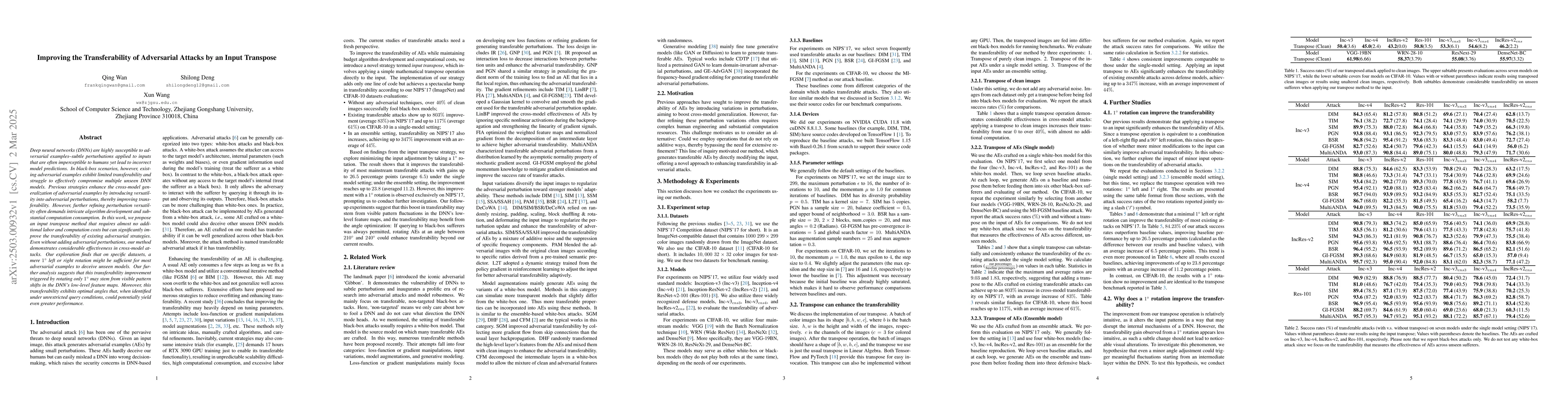 Thumbnail for Improving the Transferability of Adversarial Attacks by an Input
  Transpose