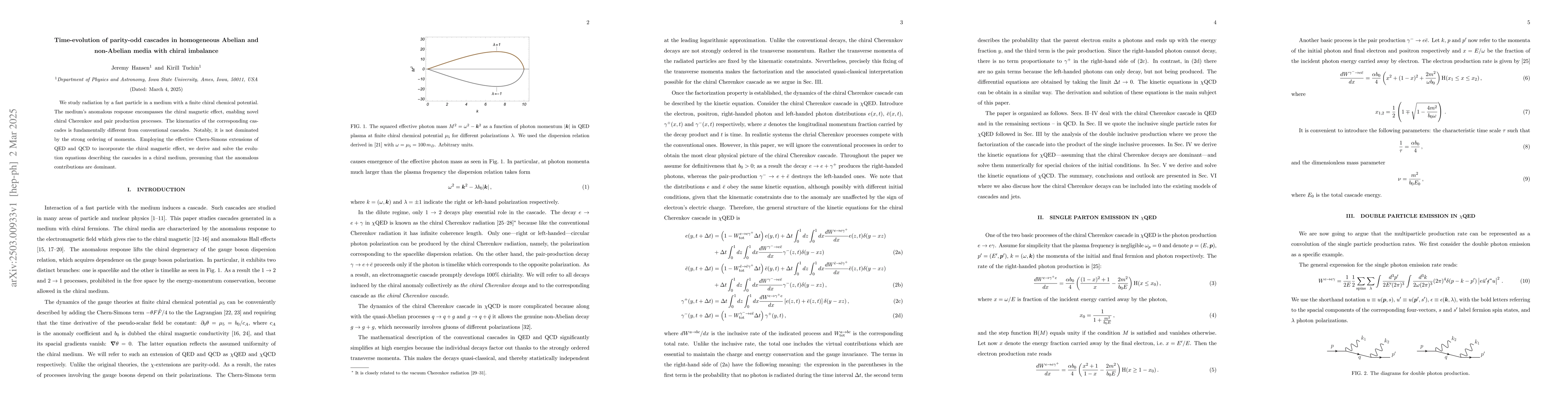 Thumbnail for Time-evolution of parity-odd cascades in homogeneous Abelian and
  non-Abelian media with chiral imbalance